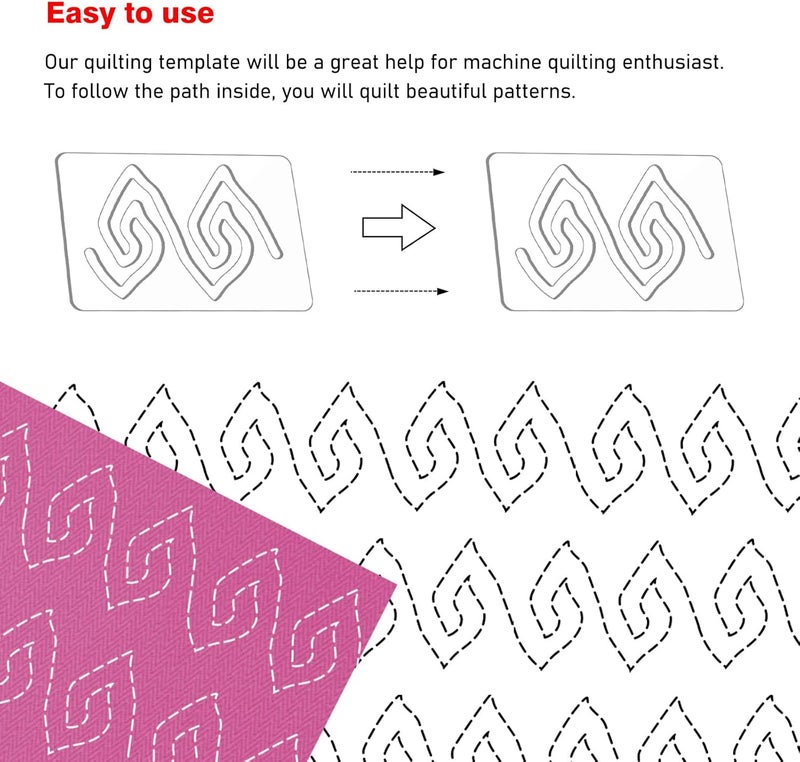 Kapyoo 3Pcs Freemotion Quilting Rulers and Templates Set Quilting Templates for Machine Quilting Quilting Supplies Quilting Patterns with Non-Slip Grips (Series A) - Image 2